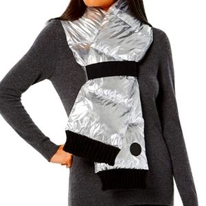 New DKNY Quilted silver puffer scarf.